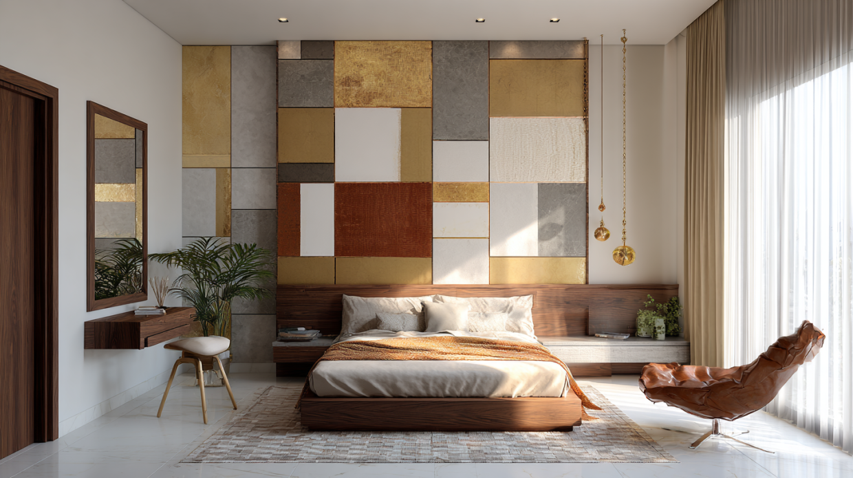 Abstract Multi-Texture Art Wall Panel for Bedrooms