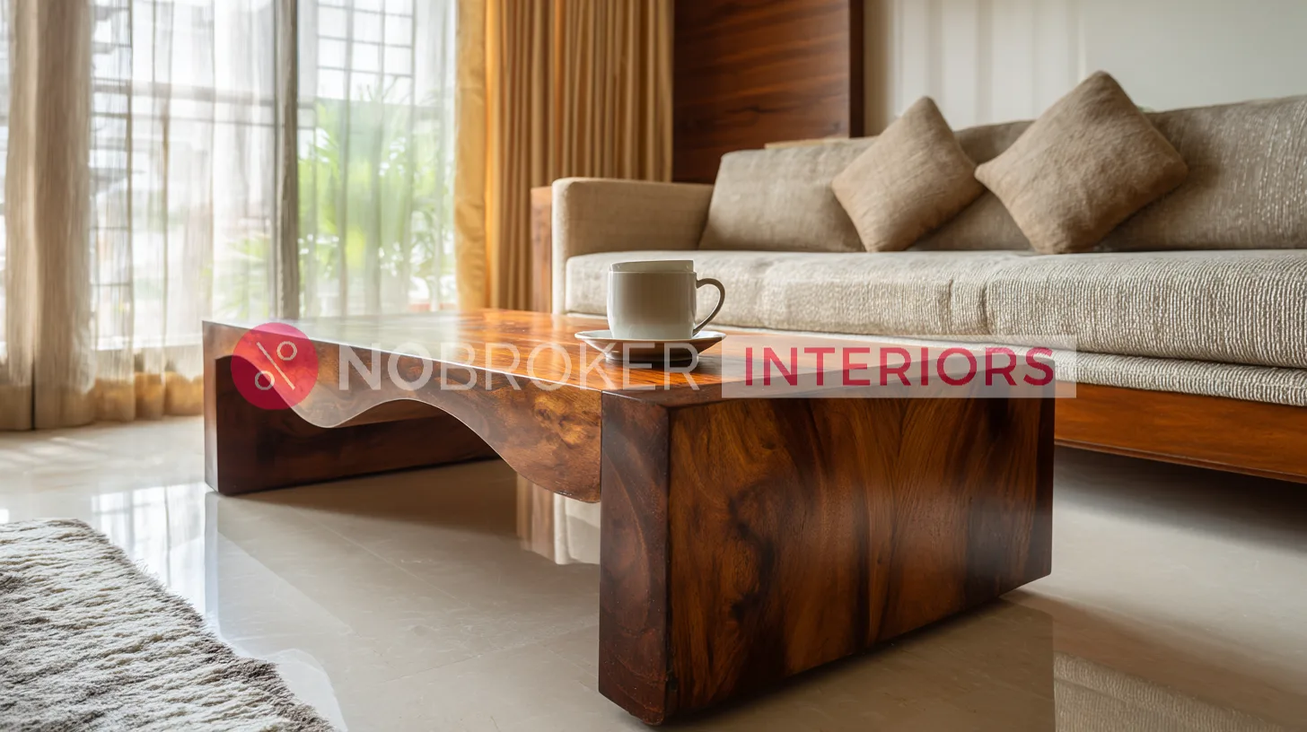 Artistic Wave Edge Rectangular Coffee Table in Polished Walnut