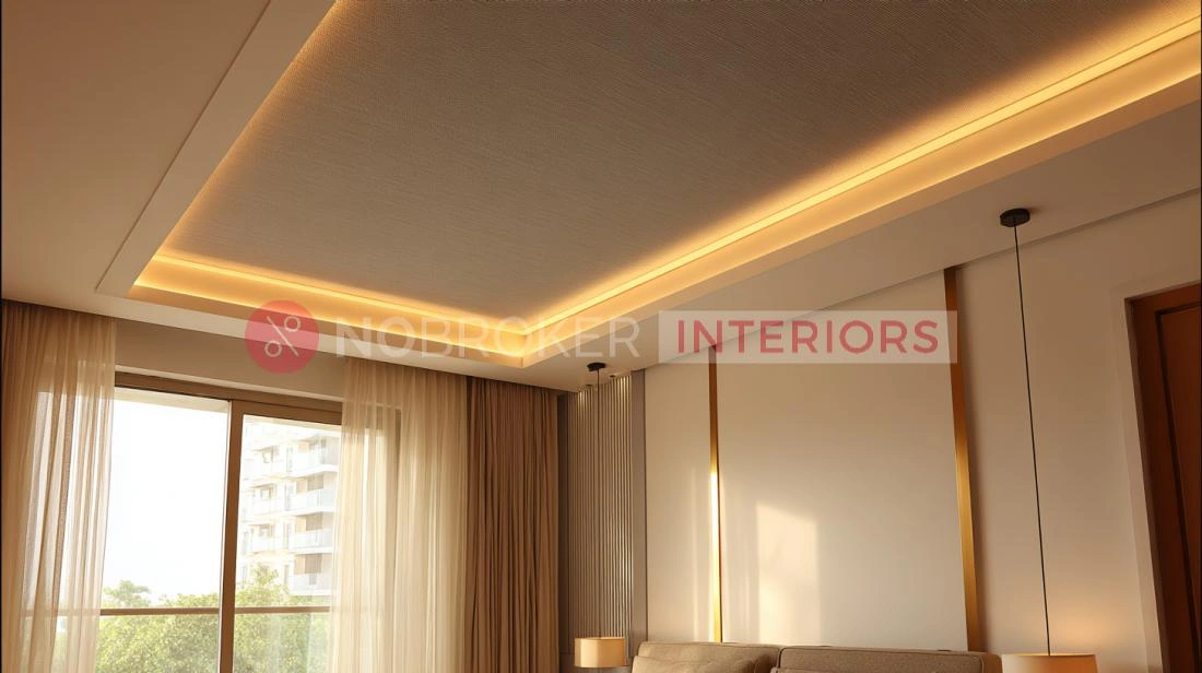 Bedroom False Ceiling Design with Textured Panel