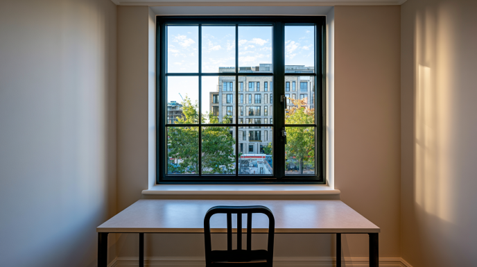 Black Grid Window Design for Study Space