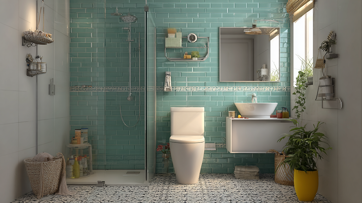 Bohemian Compact Bathroom with Warm Patchwork Tiles