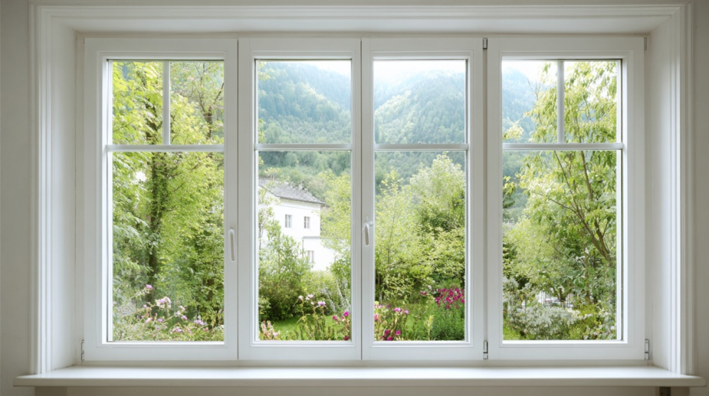 Elegant White uPVC Window with Classic Molding