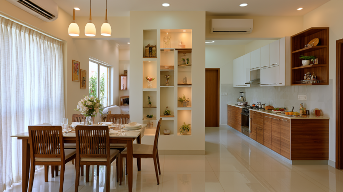 Built-In Niche Display Wall Kitchen Partition