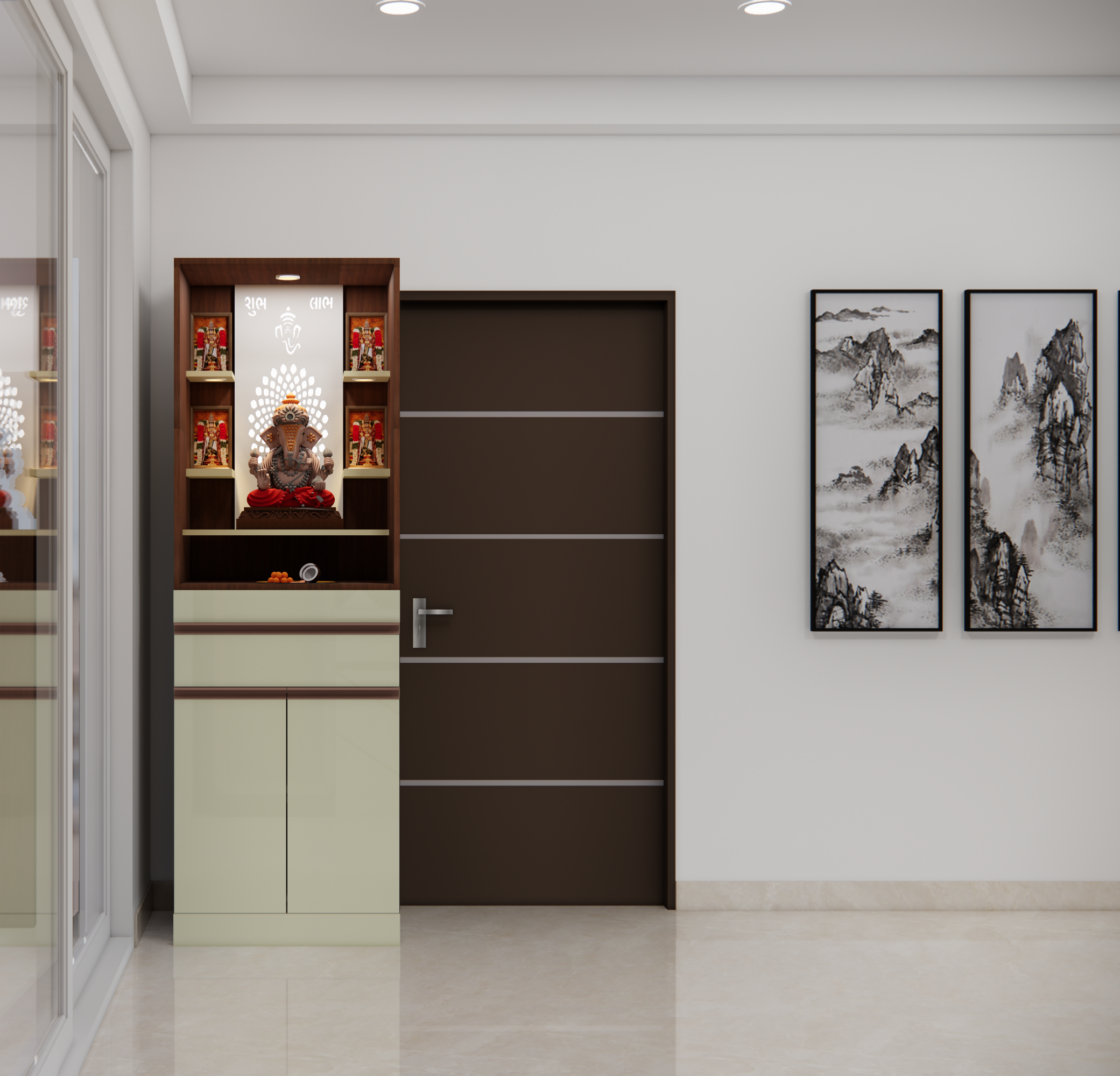 Compact Modern Pooja Unit with Storage & Backlighting
