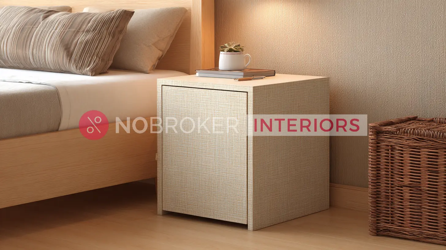 Compact Square Box Storage Bed Side Table Designs with Door