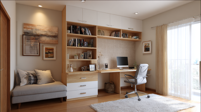 Compact Study Unit Design with Integrated Storage