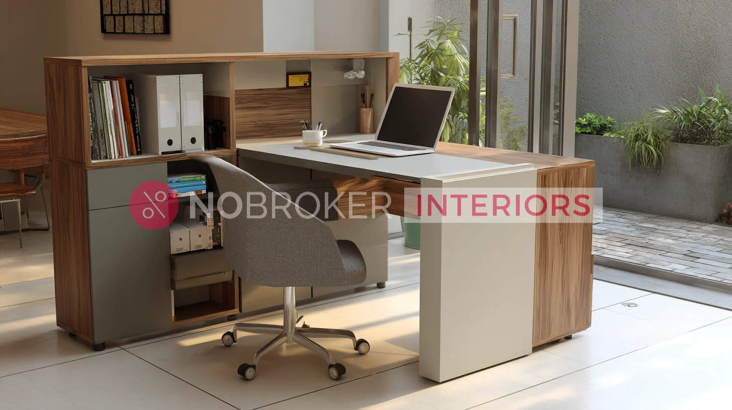 Contemporary Dual Tone Study Table with Modular Storage Unit