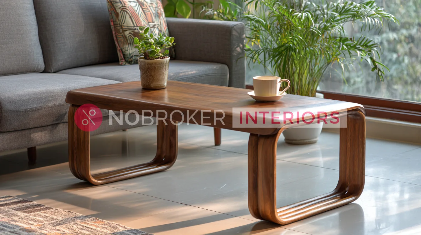Contemporary Rectangular Coffee Table with Wide Panel Supports
