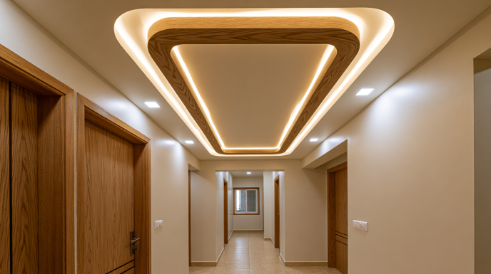 Curved Rectangular False Ceiling Design for Hallways