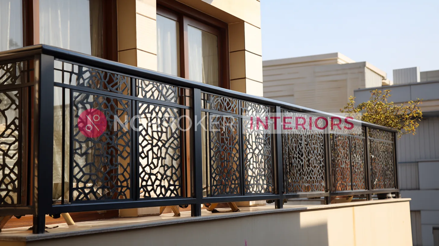 Decorative Black Wrought Iron Style Terrace Railing Design