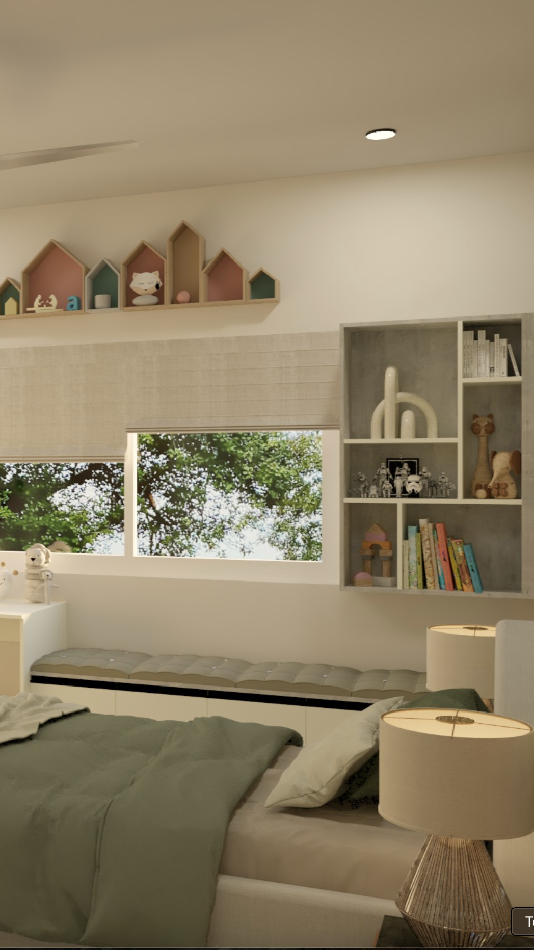 Cozy Scandinavian Kids' Room with Custom Storage