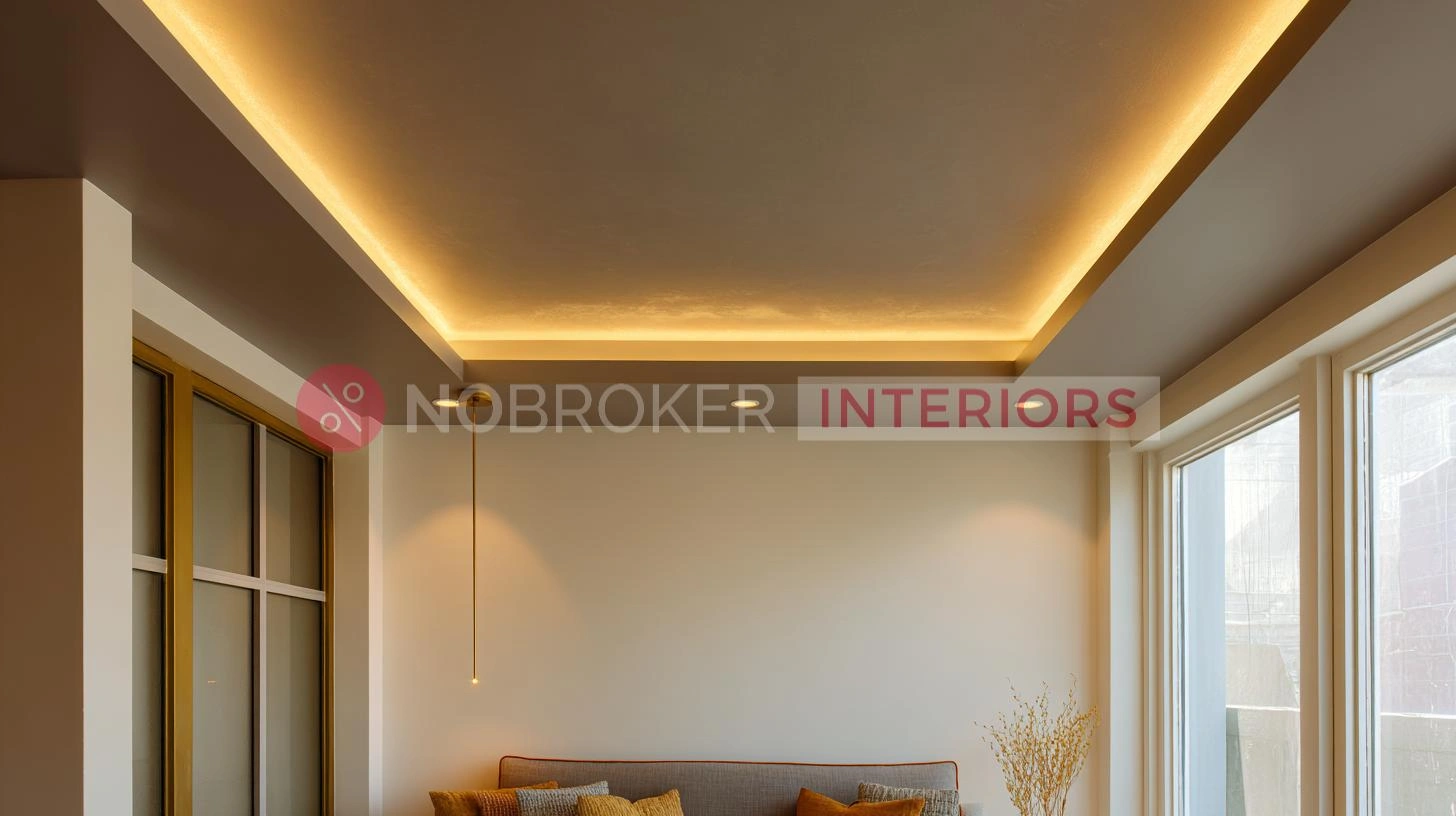 Flat False Ceiling Layout with Warm Linear Border