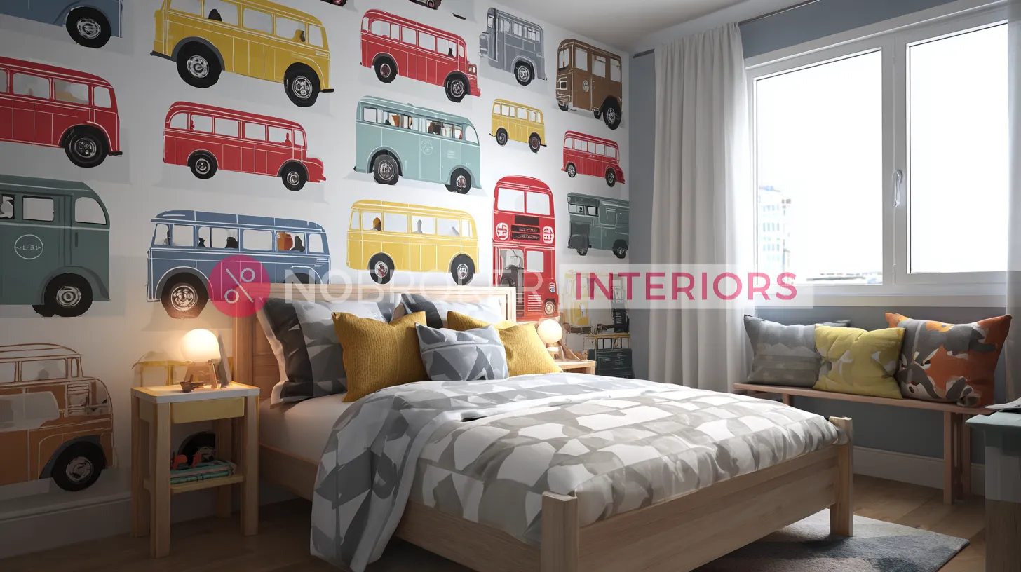 Fun Retro Double-Decker Bus Pattern Wallpaper