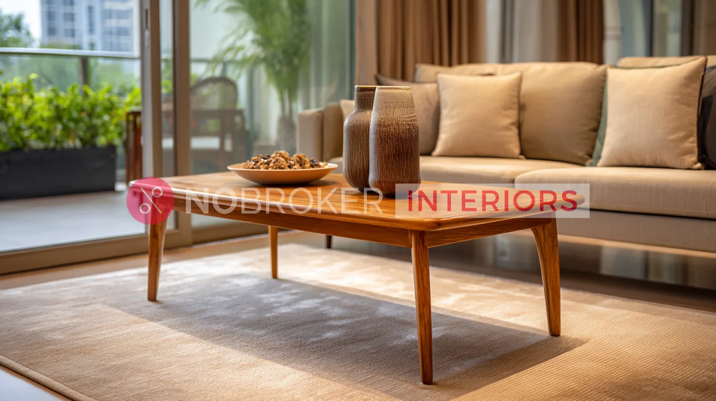 Handcrafted Solid Teak Wood Rectangular Coffee Table Design