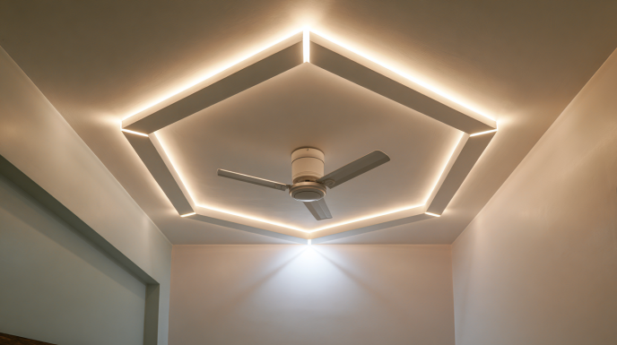Hexagonal Geometric False Ceiling with Integrated Light