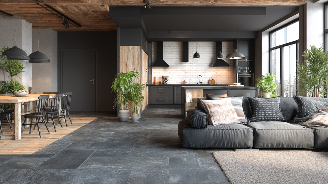 Hexagonal Patchwork Pattern Tiles for Eclectic Hallway Floors