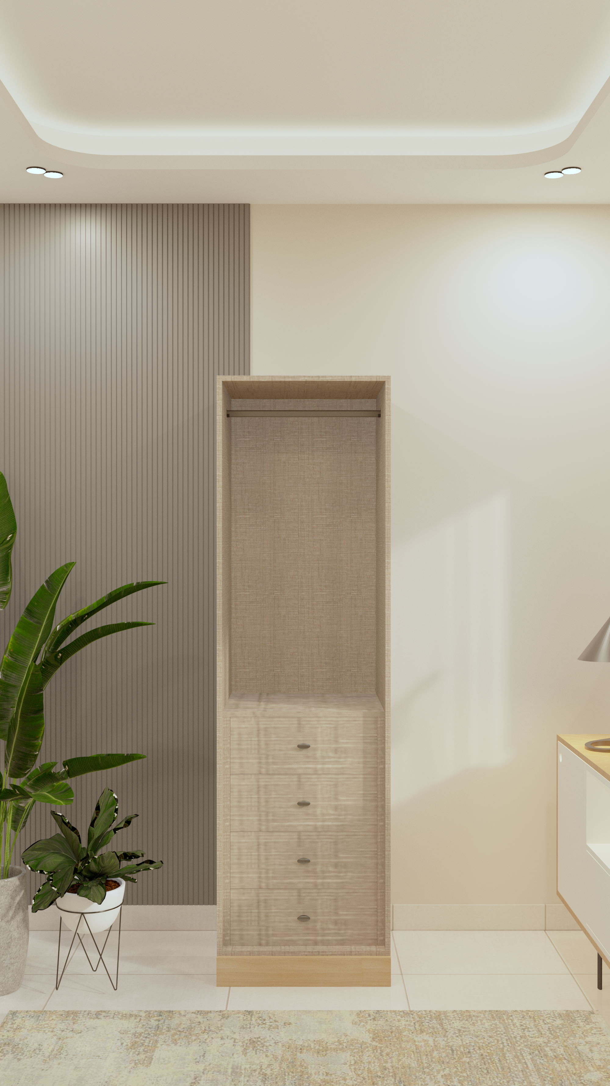 Calm Scandinavian Bedroom with Fluted Wall Detail