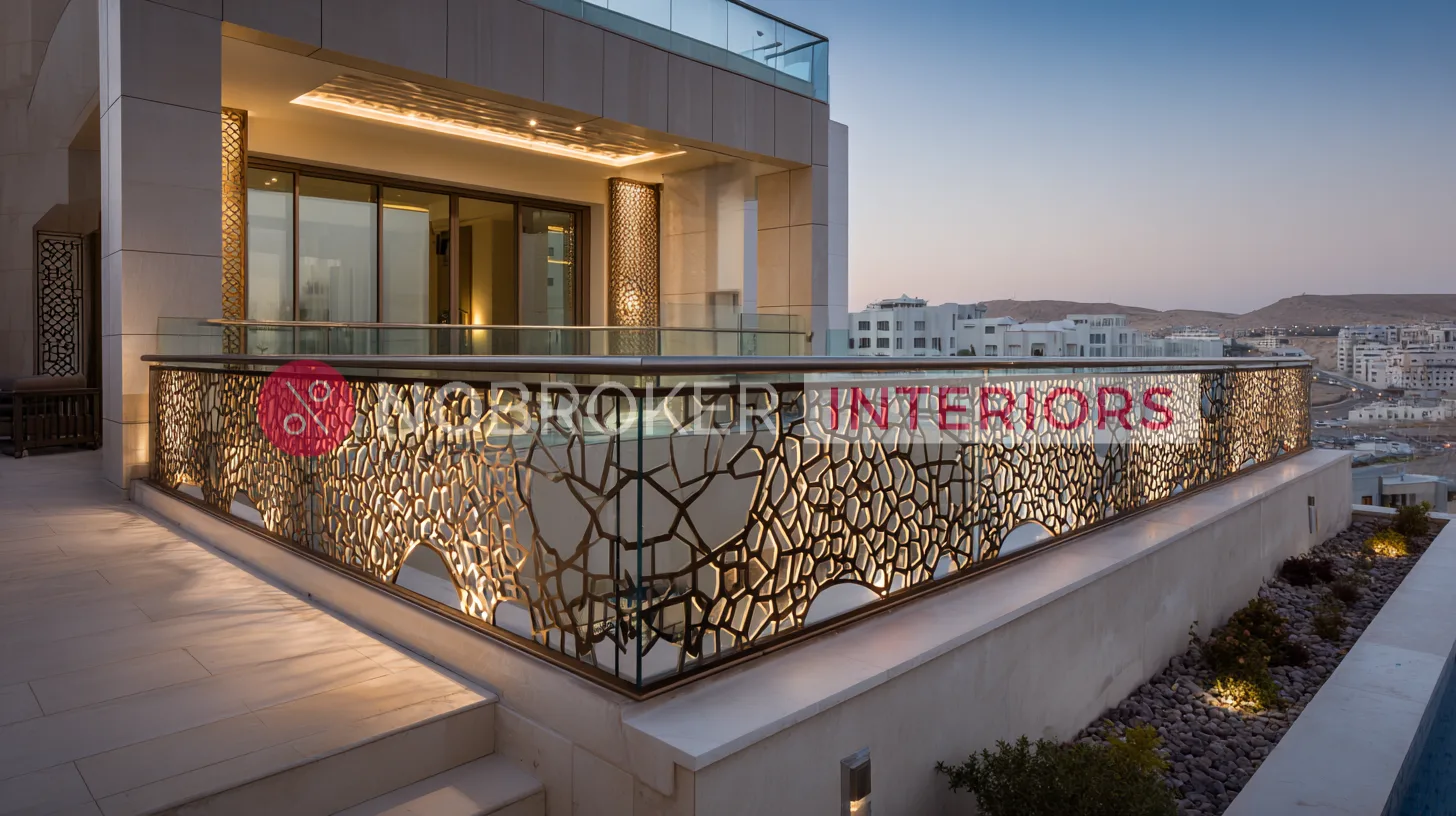 Integrated Light Pattern Rooftop Railing for Modern Architecture