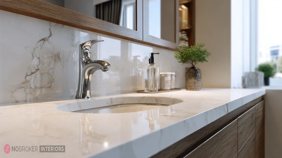 Integrated White Solid-Surface Sink and Countertop