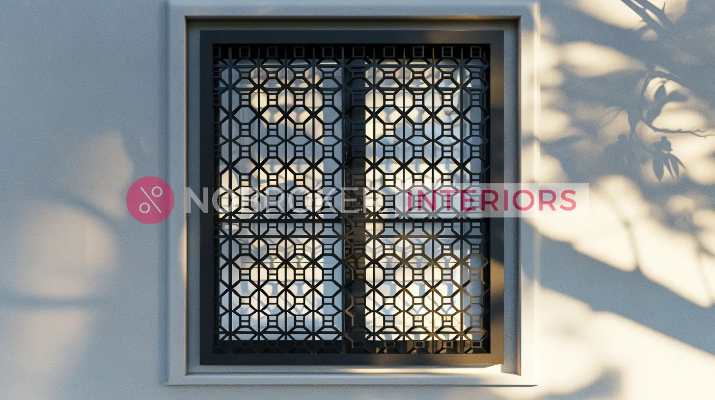 Intricate Hexagonal Mesh Window Grill for Modern Privacy