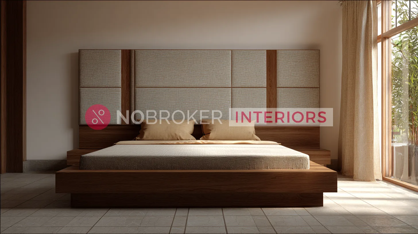 Low Profile Floating King Size Headboard with Fabric Paneling