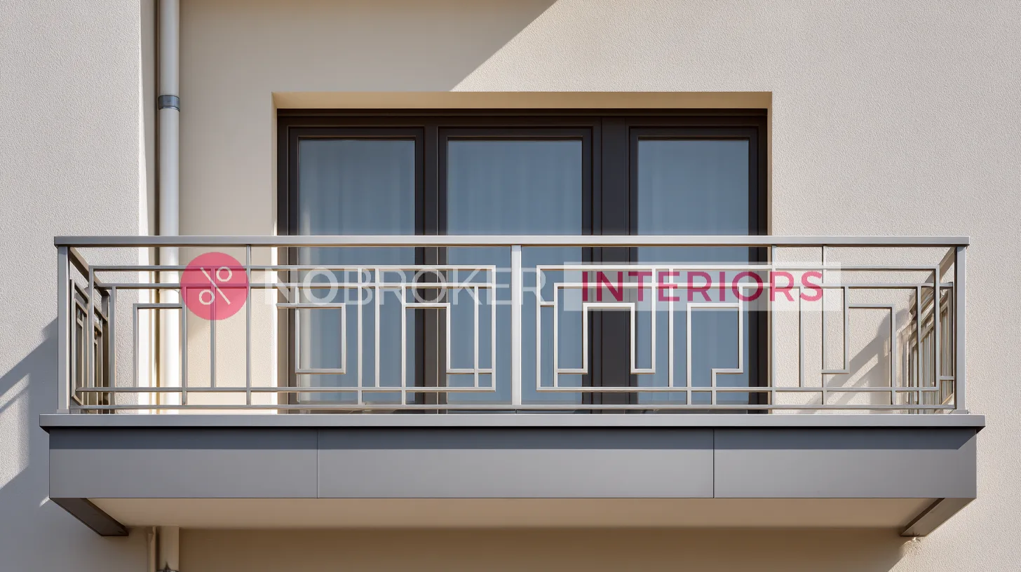 Minimalist Rectangular Frame Railing Design in Brushed Steel