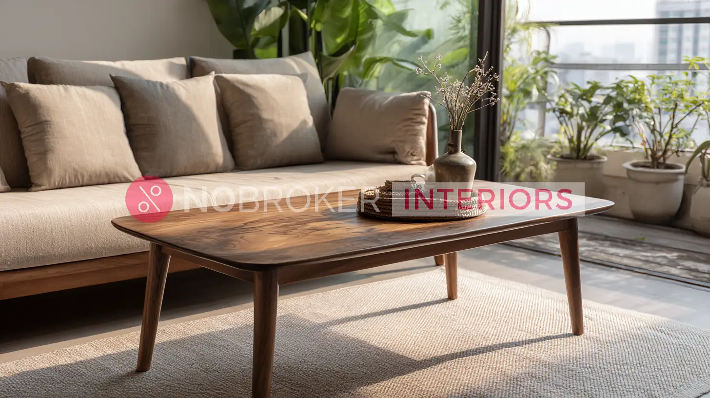 Minimalist Rectangular Solid Teak Wood Coffee Table Online