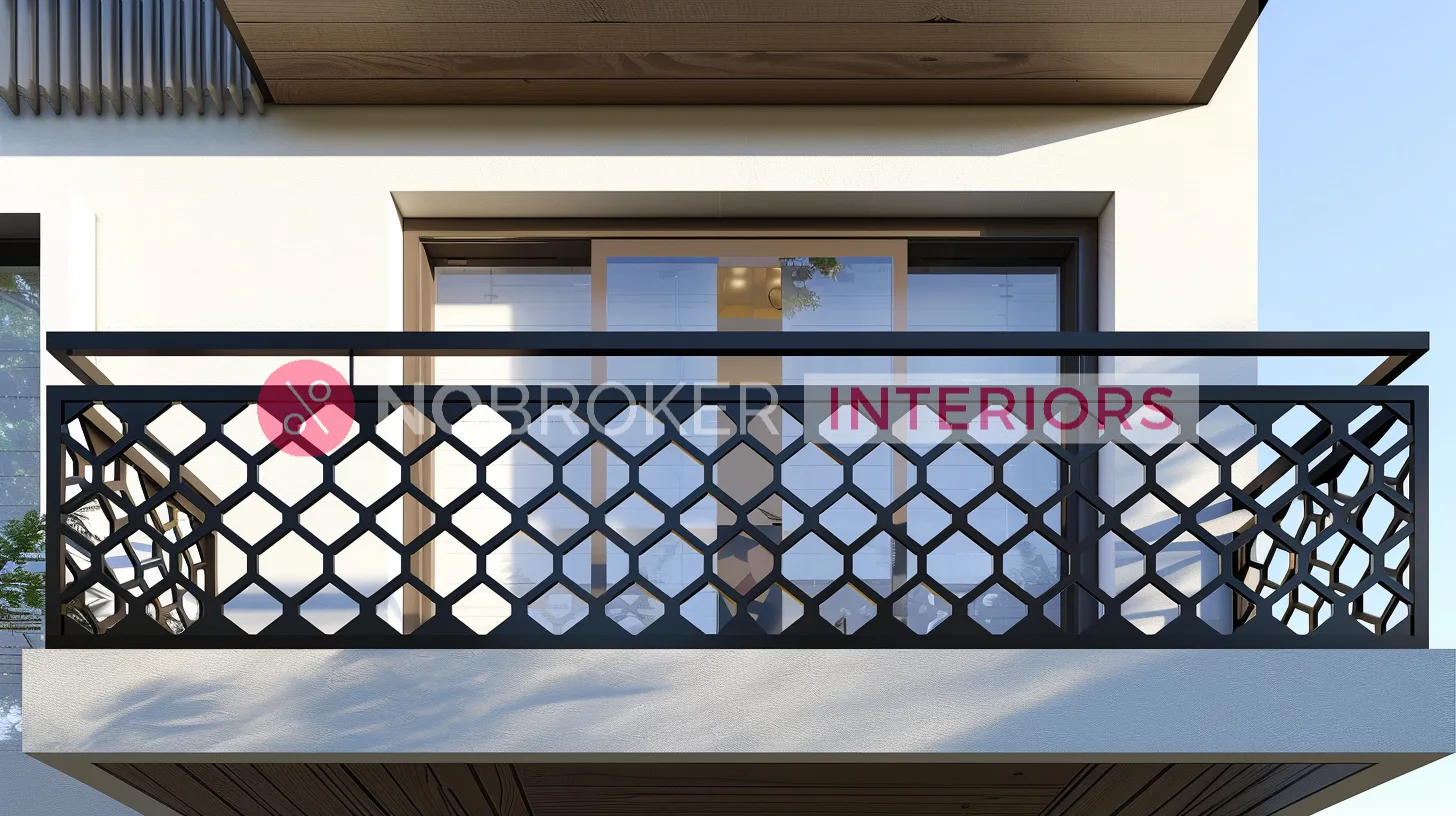Modern Black Hexagonal Pattern Balcony Railing Design Ideas