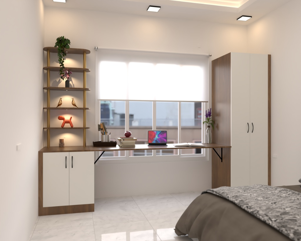  Modern Floating Study Table and Display Shelves Design