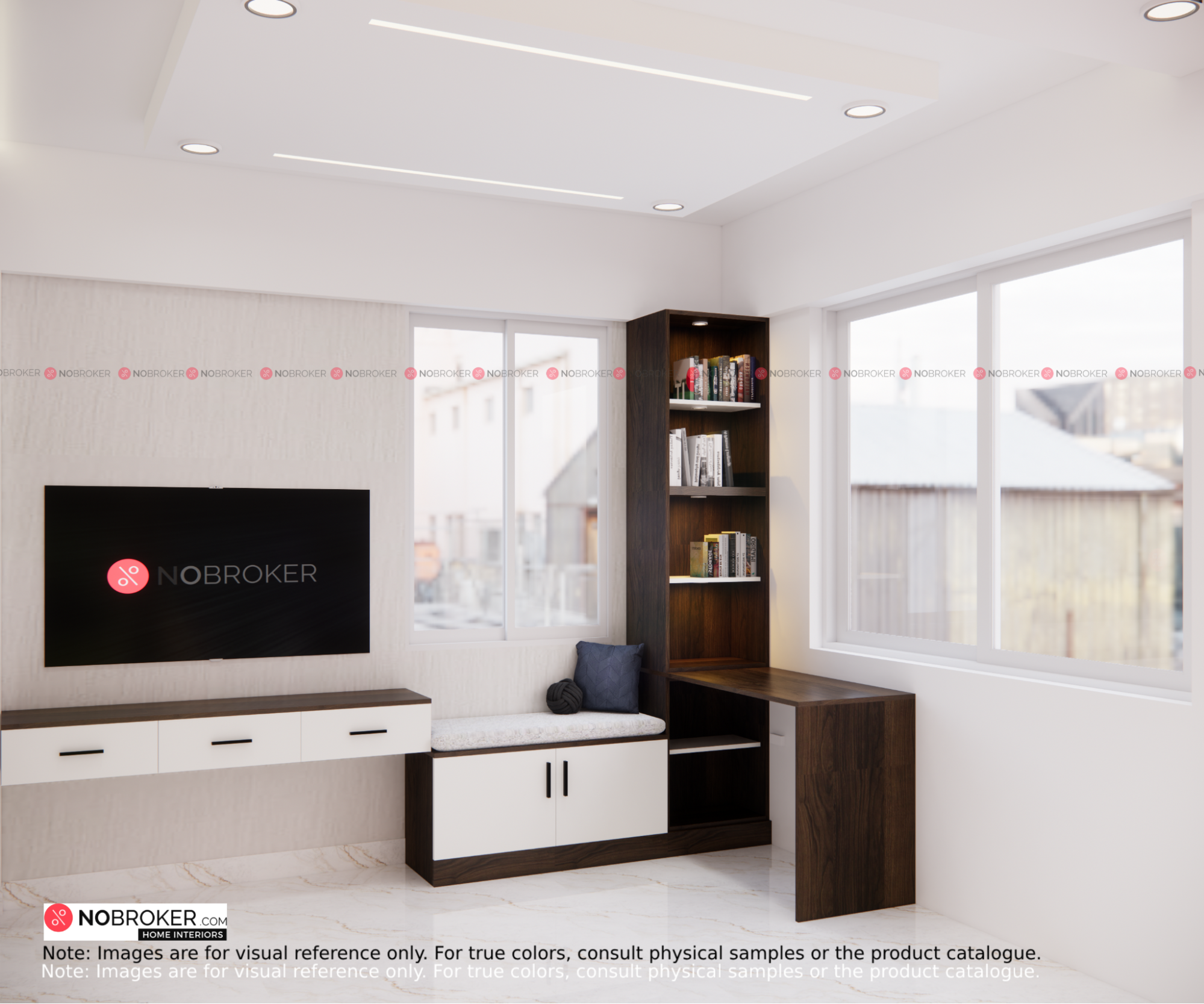 Modern Integrated Study Unit with Window Seat & TV Console