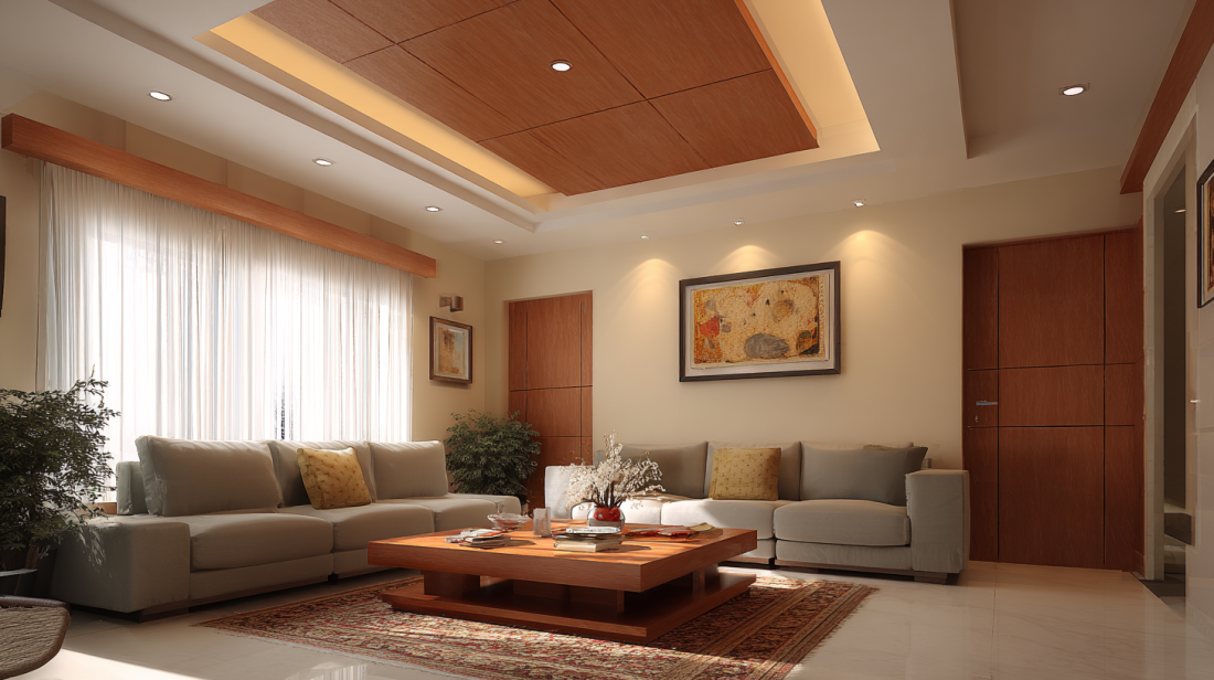 Modern Island False Ceiling Design for Living Room