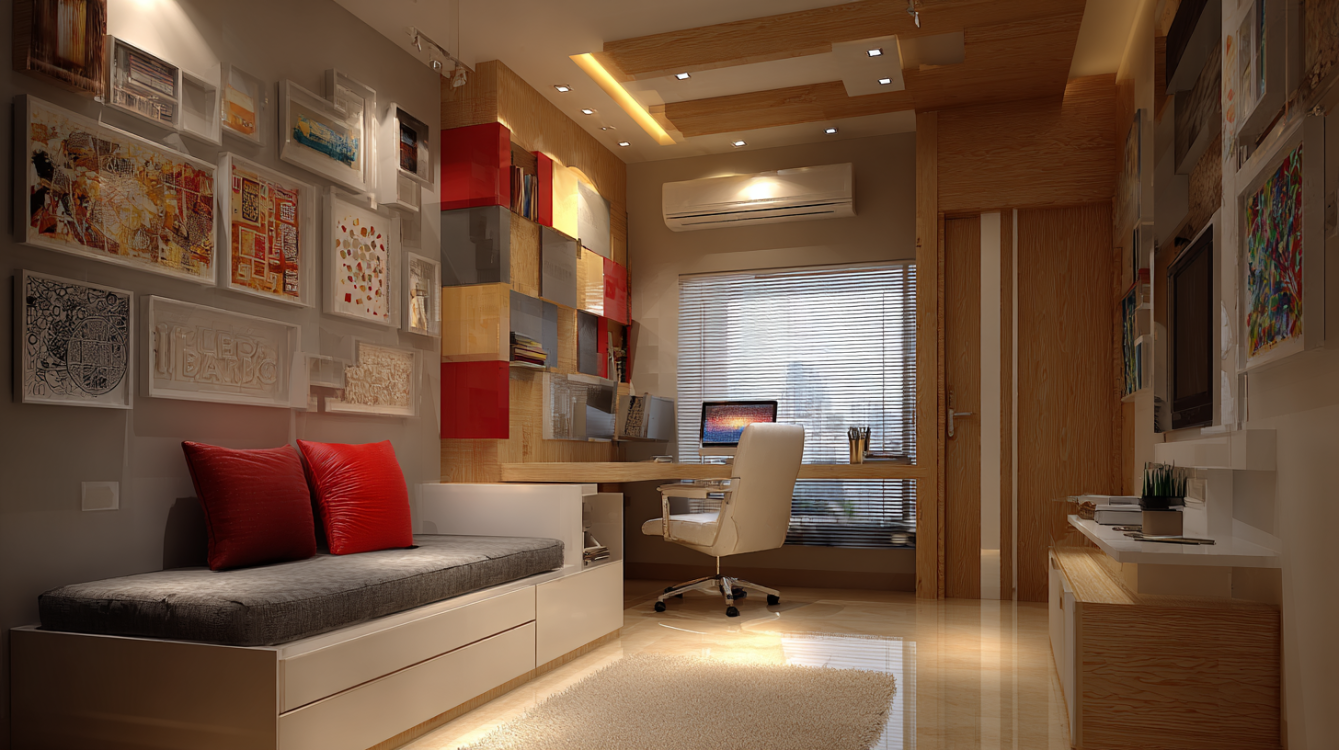 Multi-functional Modern Daybed & Study Room Design