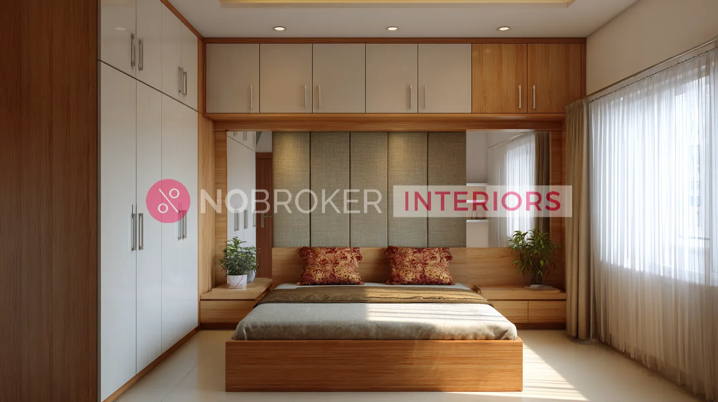 Multifunctional Wardrobe Integrated Headboard with Fabric Padding
