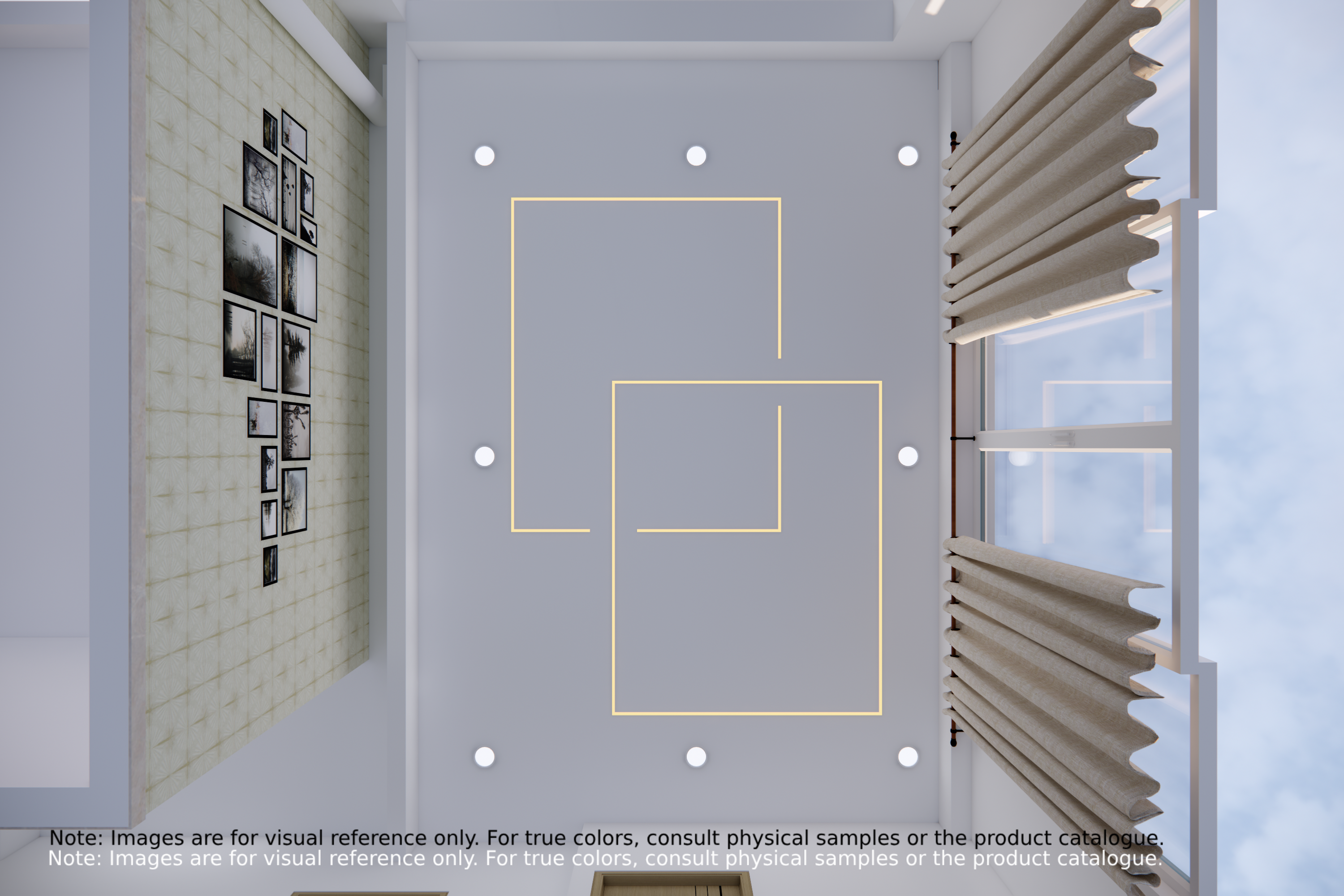 Overlapping Square False Ceiling with Accent LED Lighting