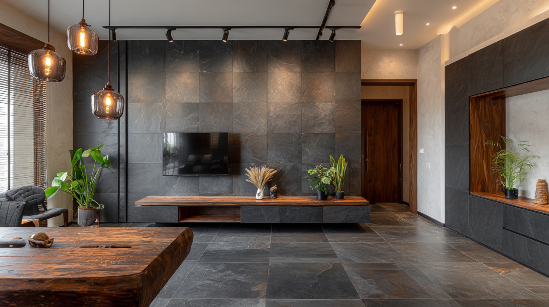 Patchwork Patterned Tiles in Muted Gray for Rustic Floors
