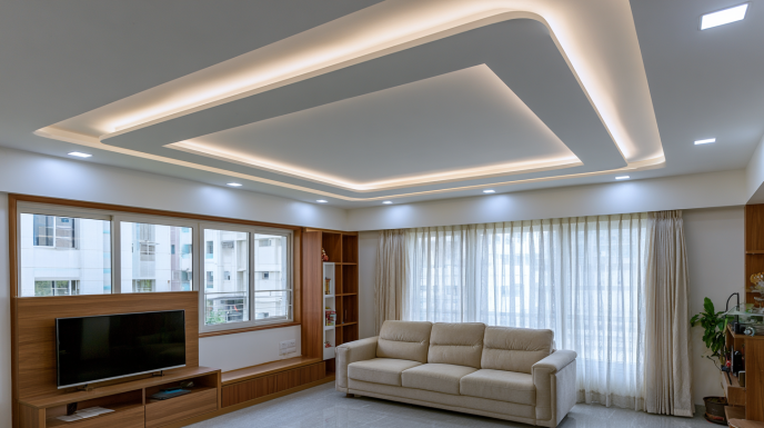 Rectangular False Ceiling with Round Corners