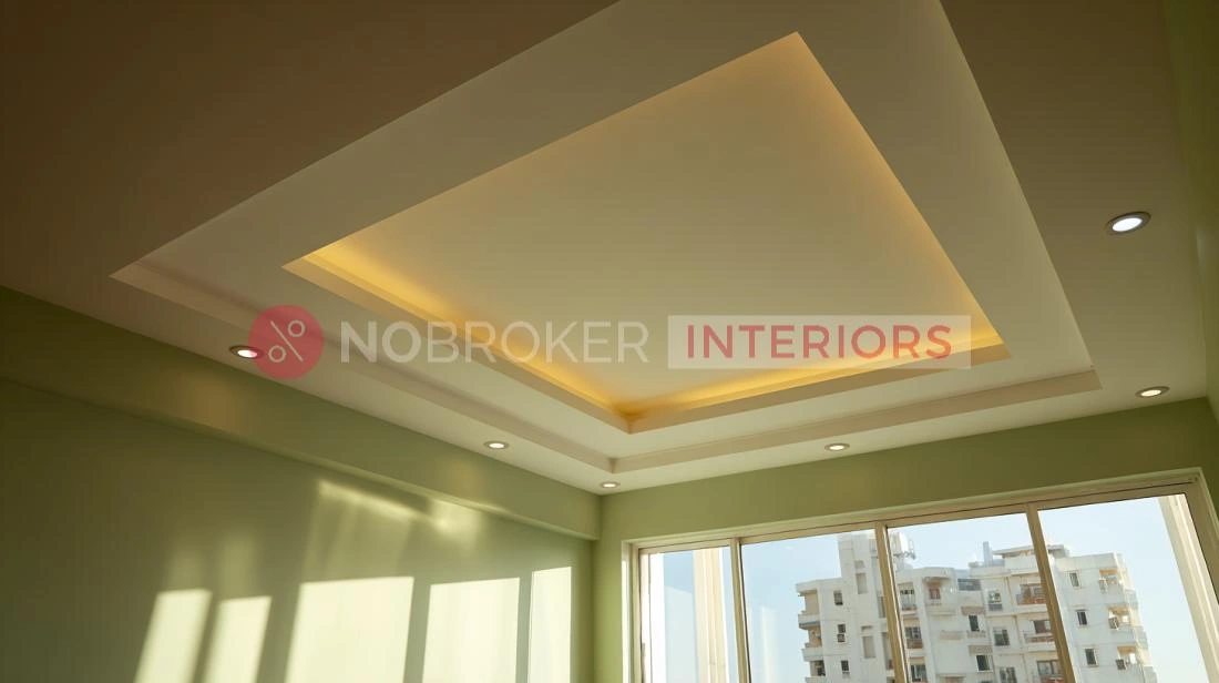 Sleek Rectangular False Ceiling with Warm Cove Light