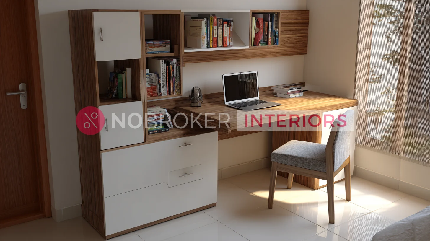 Sophisticated Wall Mounted Study Table with Floating Cabinets