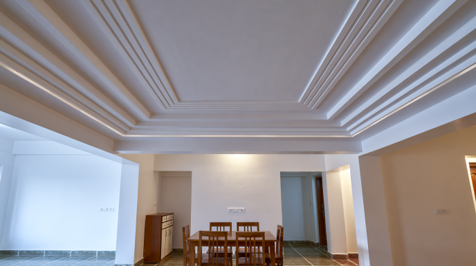 Step Moulding False Ceiling over Dining Table