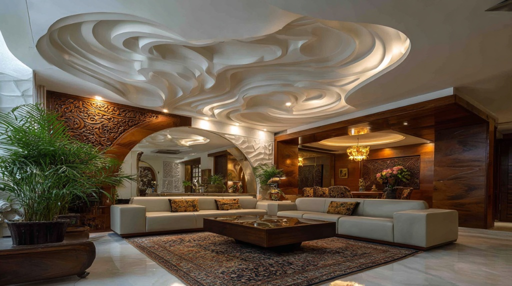 Stunning 3D Wavy Sculptural False Ceiling Design