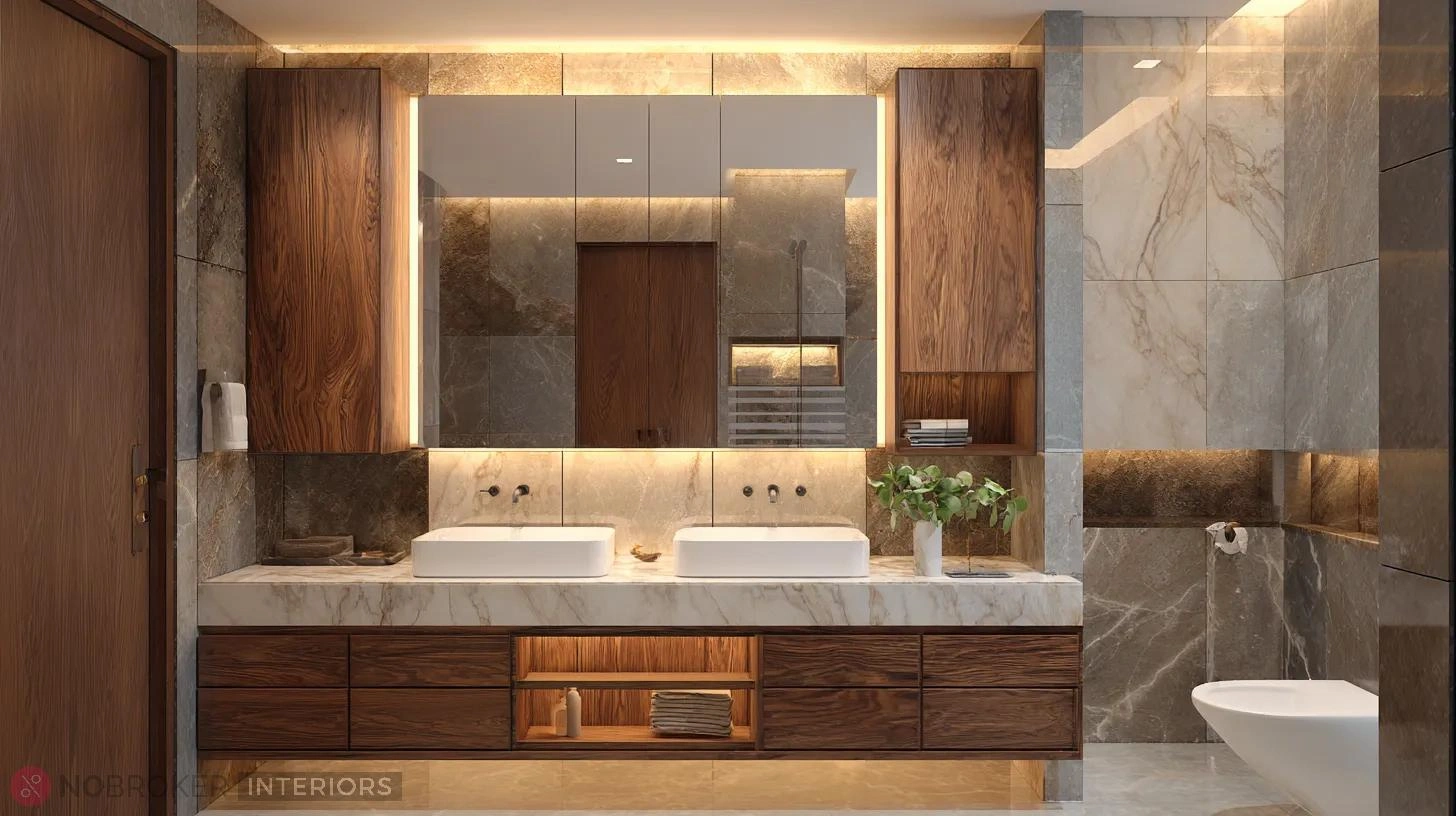 Traditional Marble Vanity with Rectangular Vessel Sink