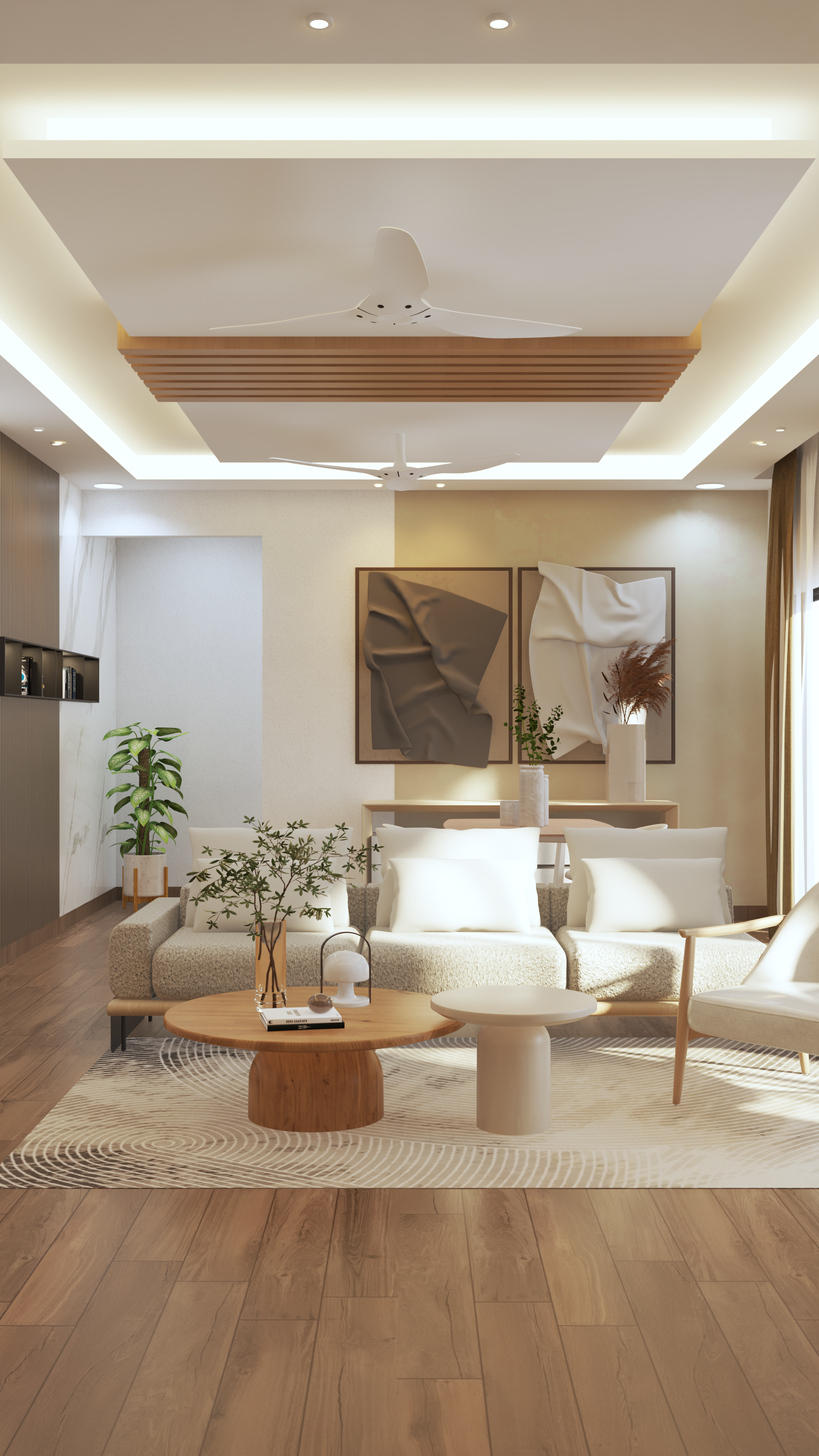 Calm Contemporary Living with Natural Wood Tones
