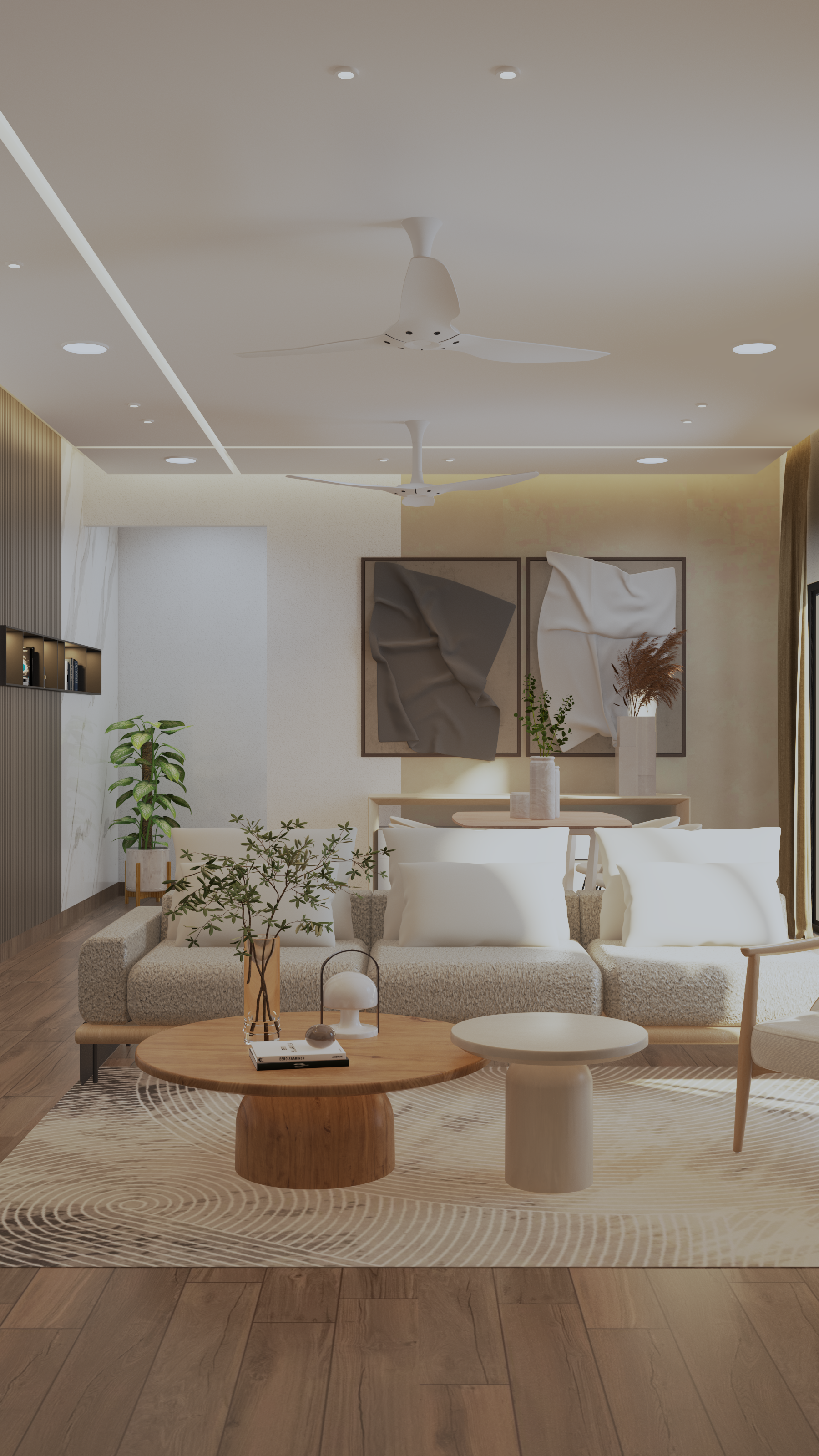 Calm and Contemporary Living Space with Natural Textures