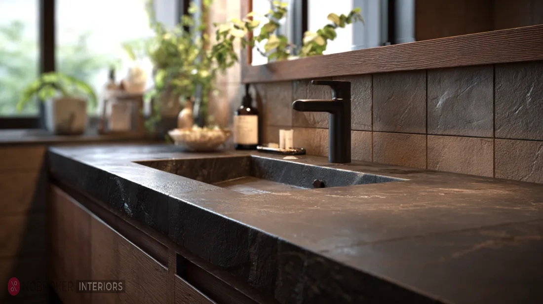 White Speckled Quartz Vanity with Top-Mounted Sink